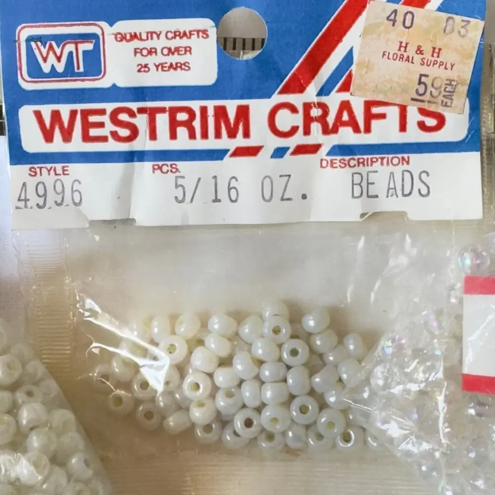 Mixed Lot Rainbow Pearl White Clear Glass Seed Beads Westrim Crafts 80 grams 5mm